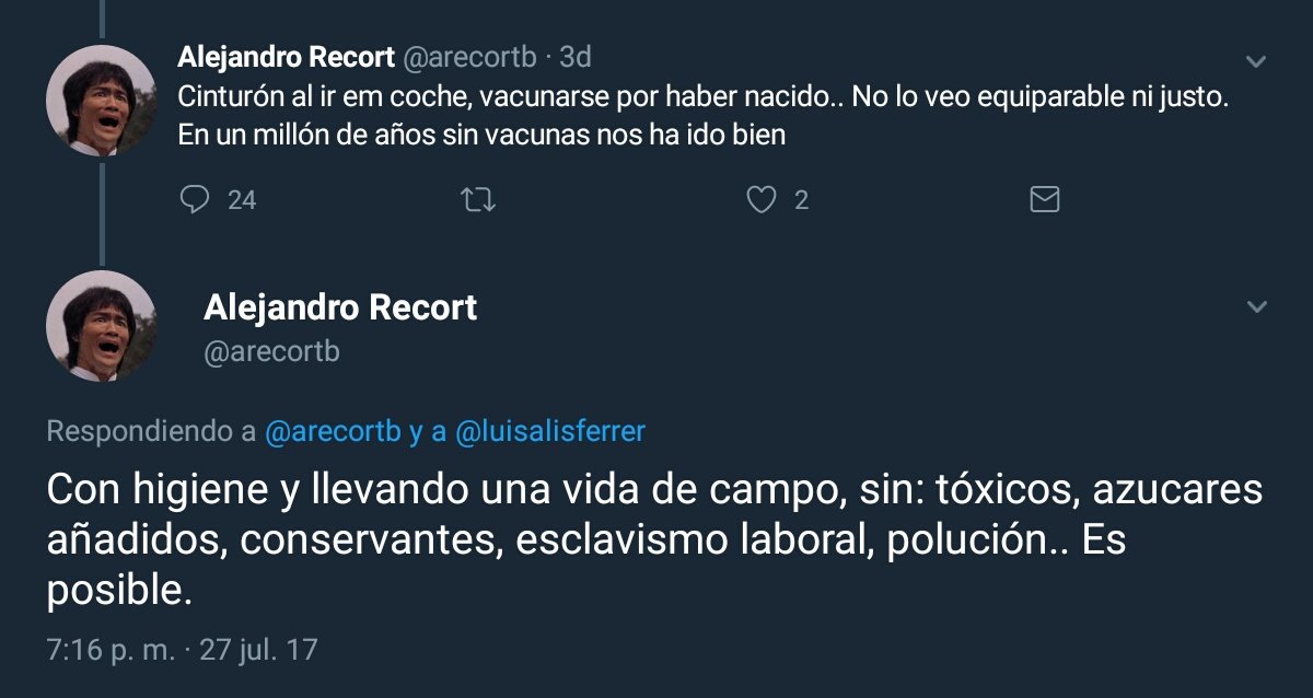 Cinturón al ir em coche, vacunarse por haber nacido.. No lo veo equiparable ni justo. En un millón de años sin vacunas nos ha ido bien. Con higiene y llevando una vida de campo, sin: tóxicos, azucares añadidos, conservantes, esclavismo laboral, polución.. Es posible.