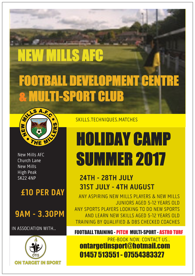 TweedieD's tweet photo. @newmillsafc @NewMillsJnrsFC @newmillsafcfans Take a look at our leaflet for the Holiday Clubs running at New Mills this summer!! https://t.co/OwJNHbPR40