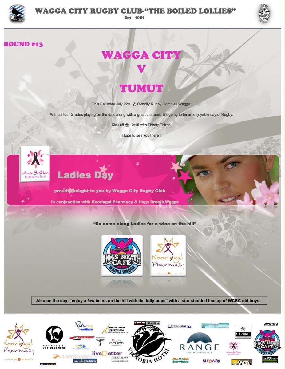 Ladies day this weekend.  Raising funds for Amie StClair Melanoma Trust.  Ladies free entry, wine and nibbles. #JLTBL