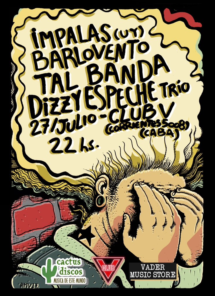 TALBANDA's tweet photo. Jueves 27 de #julio // @TALBANDA en @clubv // Anticipadas $80 en @vaderstore (Gurruchaga 478)  y @cactusdiscos (Uruguay 290) https://t.co/vQBUrBAQ4X