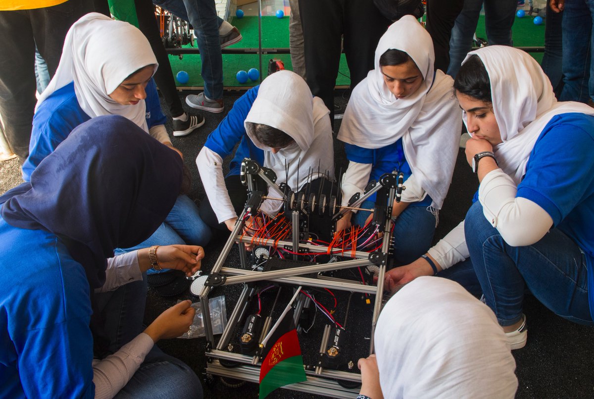 RichardsAFP's tweet photo. Nice pix, worked hard in DAR full of 2000 of the smartest young adults with robots...kind of a nerd fest, Afgan girls here... https://t.co/82CHaBuh8J