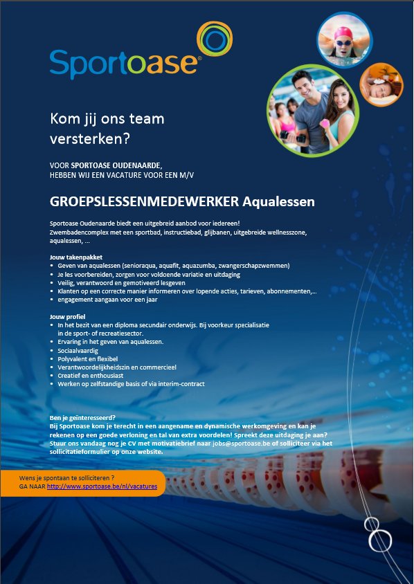isauravlancker's tweet photo. Ben of ken je een goede lesgever voor onze aqualessen in Sportoase https://t.co/g6LSnj2IjK Oudenaarde? #Sportoase https://t.co/HcQifHhToG