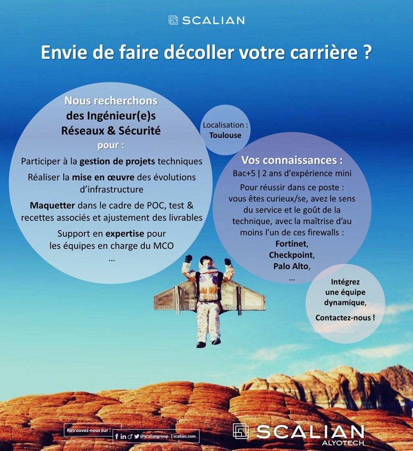 ScalianGroup's tweet photo. #emploi A #Toulouse c l'été tte l'année Ns rech. des ingé. #Réseaux &amp; #Sécurité. @ amandine.rotella@scalian.com ou: https://t.co/FdUpKckUME https://t.co/QTL6E9jpvn