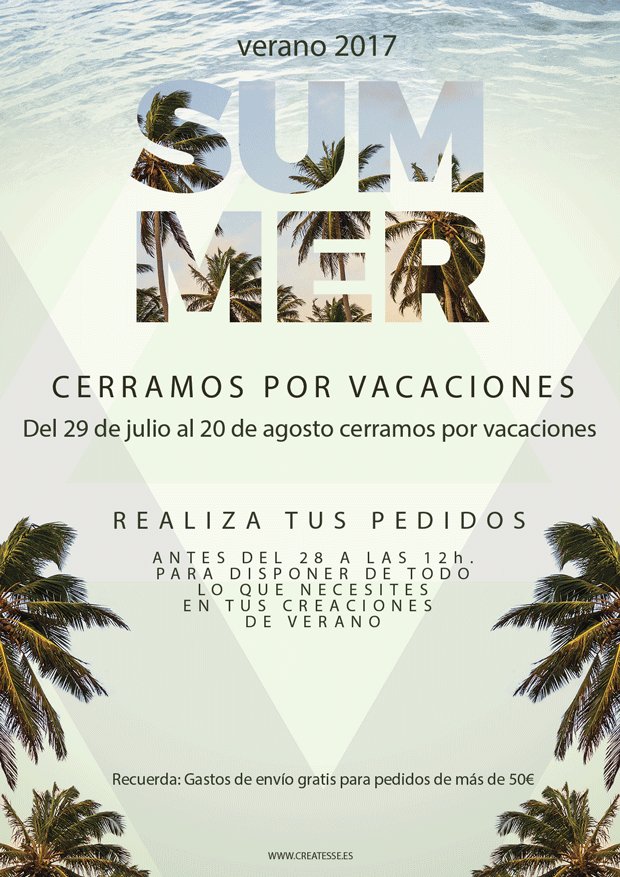 Createsse's tweet image. Haz tus pedidos antes del 28 de julio, no te quedes a medio en tus creaciones de verano. createsse.es