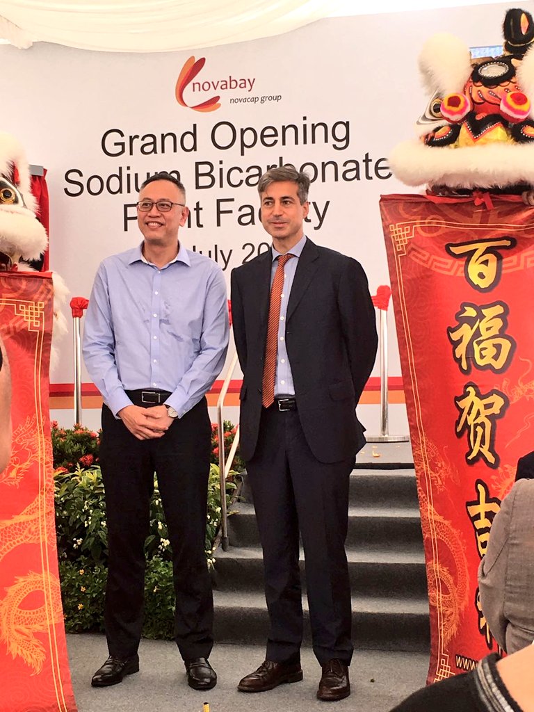FranceinSG's tweet photo. Amb. Abensour attending the grand opening of #Novabay sodium bicarbonate plant in 🇸🇬 , a major expansion in Asia for 🇫🇷 #Novacap https://t.co/rujzuufH7I