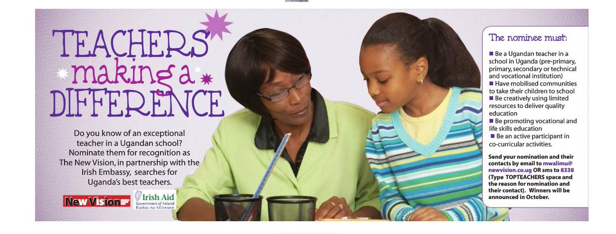 newvisionwire's tweet image. #TopTEACHER: Teachers making a difference: Do you know of an exceptional teacher in a Ugandan school?

Nominate them for recognition!