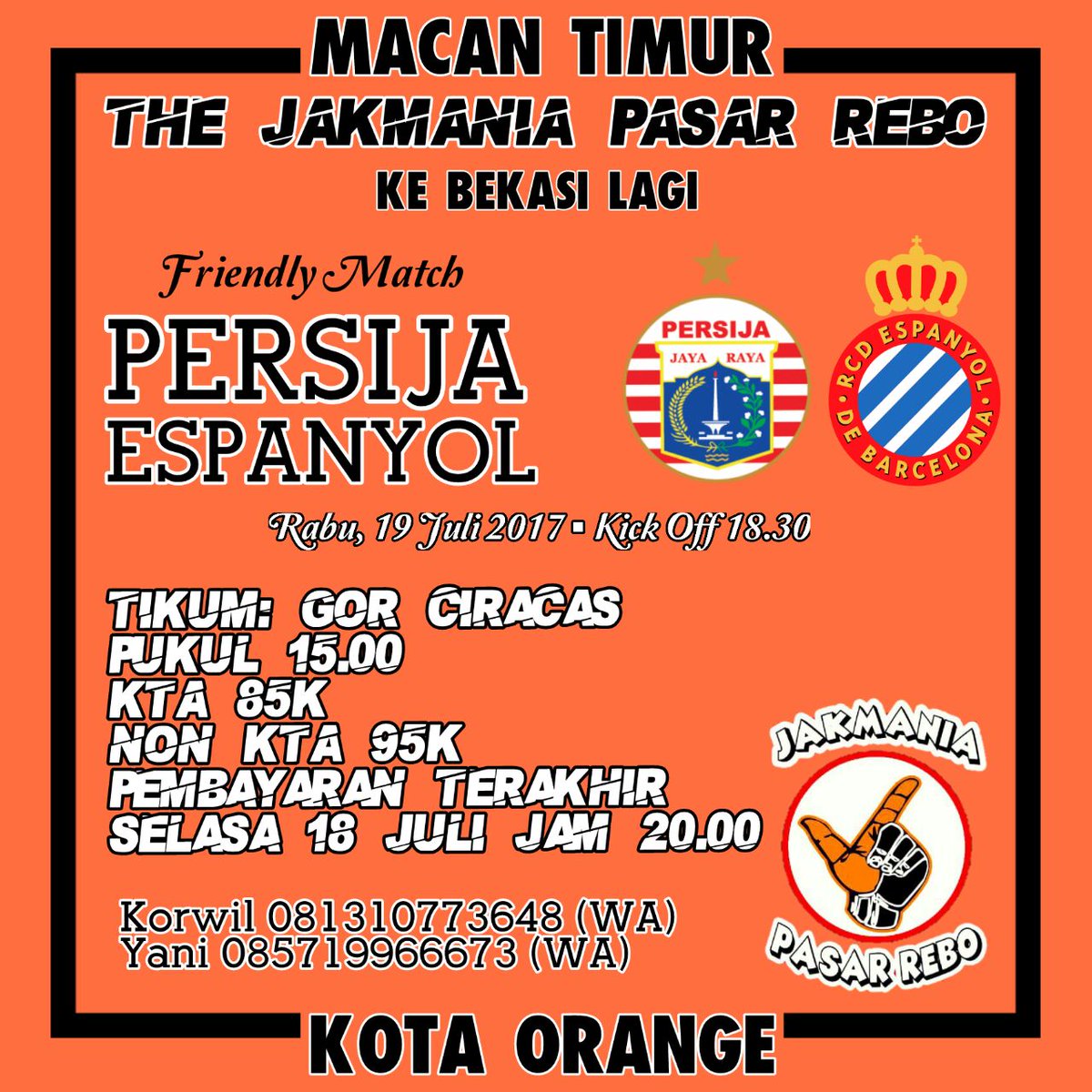 JakPasarRebo's tweet photo. Yakk masih ada kuota seat, yang mao daftar langsung hubungi cpnya aja, ditunggu ampe malam ini.. di GOR Ciracas.. #PersijaSelamanya https://t.co/SqNnZxQ2Y7