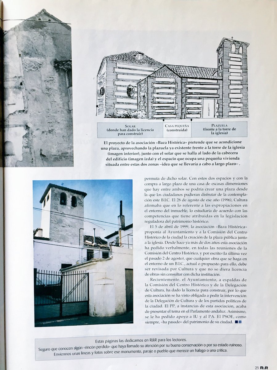 BazaHistorica's tweet photo. Marzo 2002. Revista R&amp;R.
#RincónPerdido: la plaza de Santa Isabel, un espacio público negado a los bastetanos (junto a iglesia Presentación) https://t.co/cetzgtL0F5