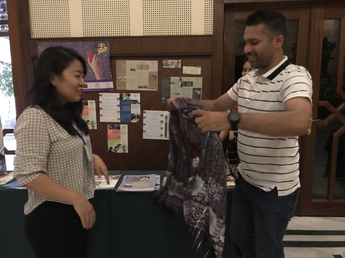 FSKamal's tweet photo. Day 2 of #iearn2017 kicked off with our team honouring the traditional #Sindhi way colleagues from other countries #AjrakTopi @iEARNUSA https://t.co/Ri96W6zBTd