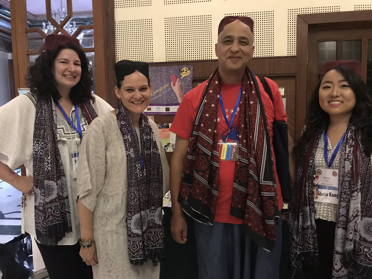 FSKamal's tweet photo. Day 2 of #iearn2017 kicked off with our team honouring the traditional #Sindhi way colleagues from other countries #AjrakTopi @iEARNUSA https://t.co/Ri96W6zBTd