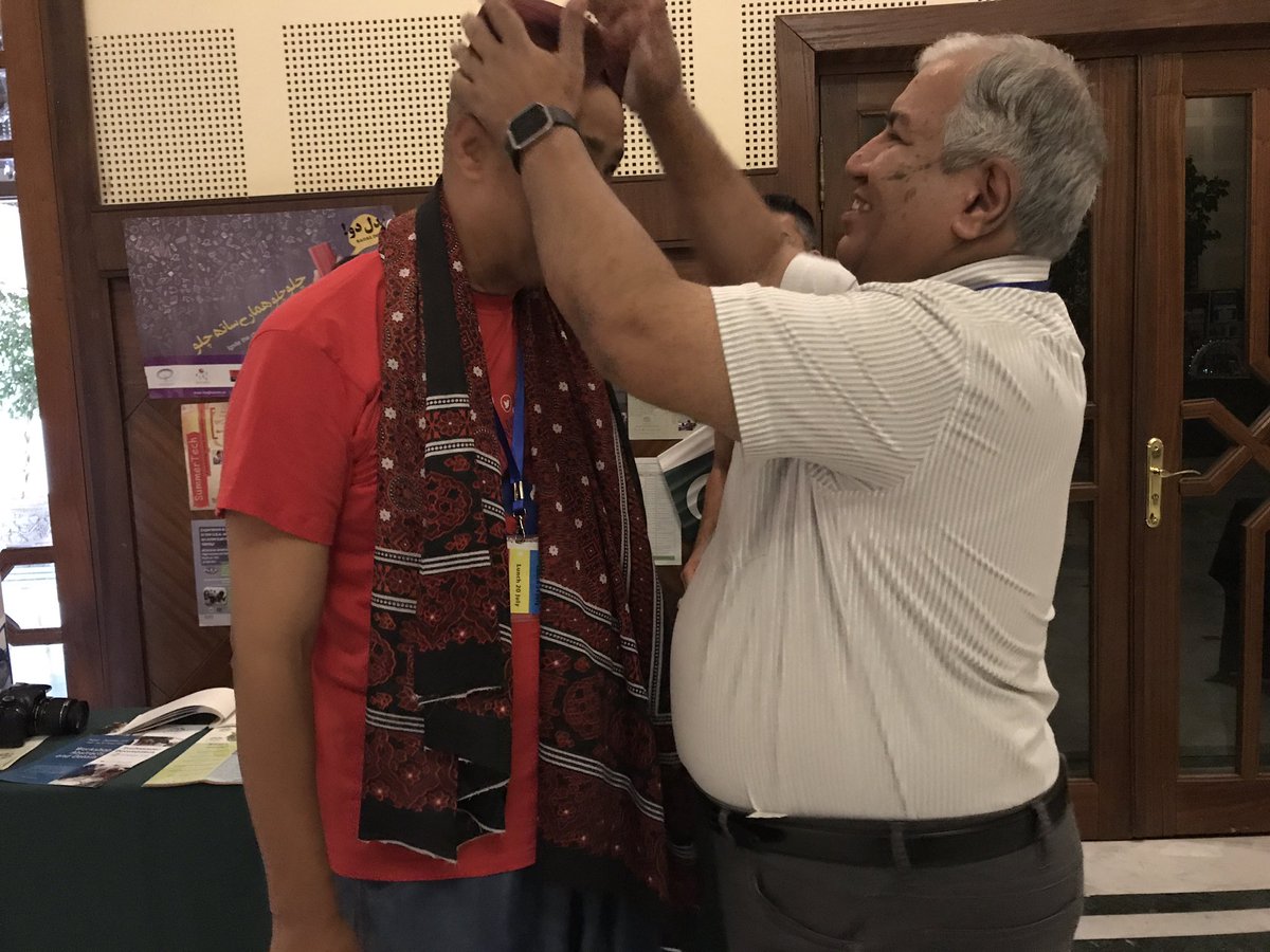 FSKamal's tweet photo. Day 2 of #iearn2017 kicked off with our team honouring the traditional #Sindhi way colleagues from other countries #AjrakTopi @iEARNUSA https://t.co/Ri96W6zBTd
