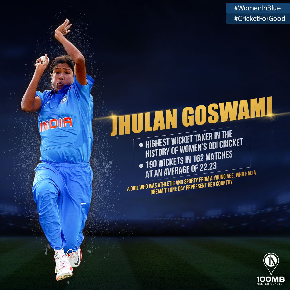 sachin_rt's tweet photo. #JhulanGoswami was athletic and sporty from a young age &amp; had a dream to one day represent her country! #WomenInBlue #TeamIndia #WWC17 https://t.co/3ducIRvAQ0