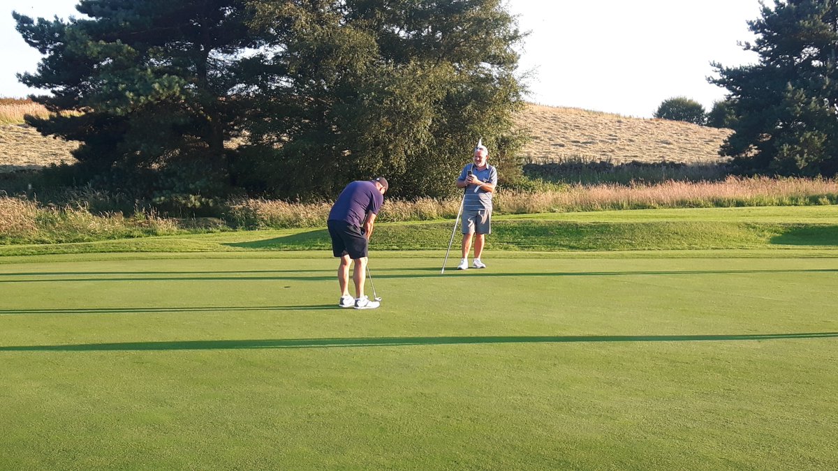 TurtonGolfClub's tweet photo. @TurtonGolfClub Captain Ian Taylor takes the final putt after a marathon 72 hole charity fundraising effort for @boltonhospice ⛳️ https://t.co/COBzQxb7d3