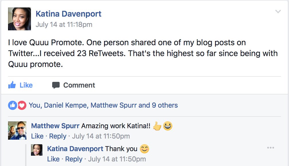 quuu_co's tweet photo. A great result for #QuuuPromote user @deskkdavenport 👏 We love hearing your stories in our FB group: https://t.co/QgJ2q1huAW https://t.co/AzoKeXhQA8