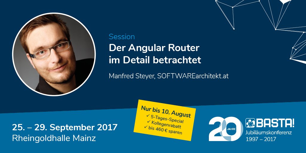 BASTAcon's tweet image. Sie möchten erfahren, wie Sie #AngularRouter in ihre Projekte einbinden können? Dann besuchen Sie @ManfredSteyer ow.ly/uUqv30dohwJ