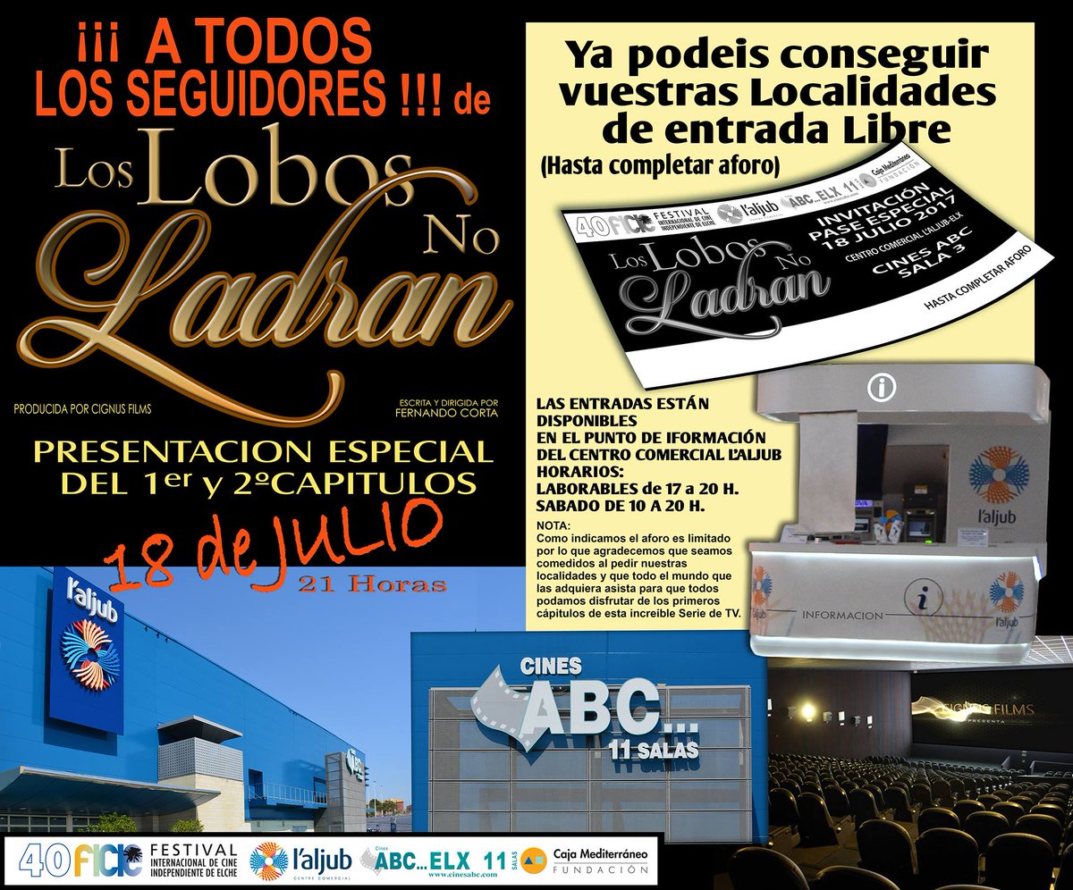 laljub's tweet photo. Seguimos con el @festivalelche. Hoy Curso de lenguaje Cinematográfico con #FranMateu, esta tarde presentación de Los lobos no ladran. https://t.co/4l7jYBPoYZ