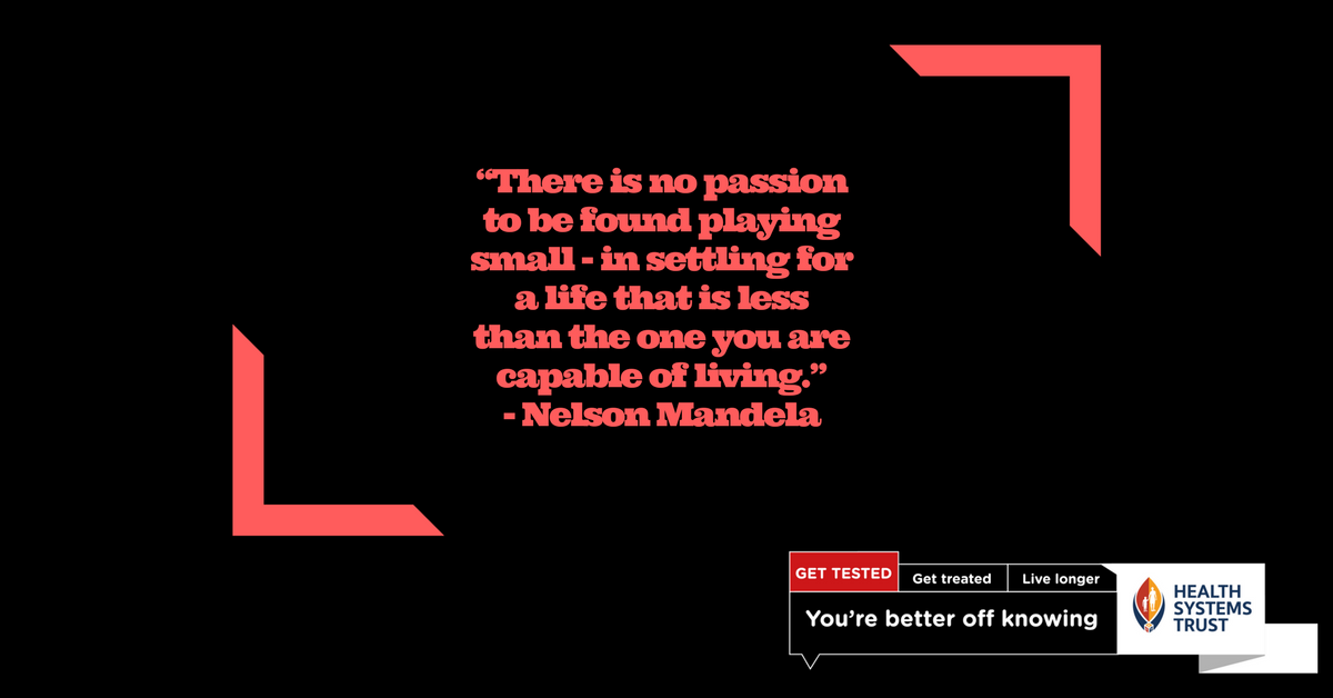 HealthStatusZA's tweet photo. Take charge of your future this #MandelaDay. Know your status, get tested! You’re
#BetterOffKnowing https://t.co/SfOB3ppYQL
