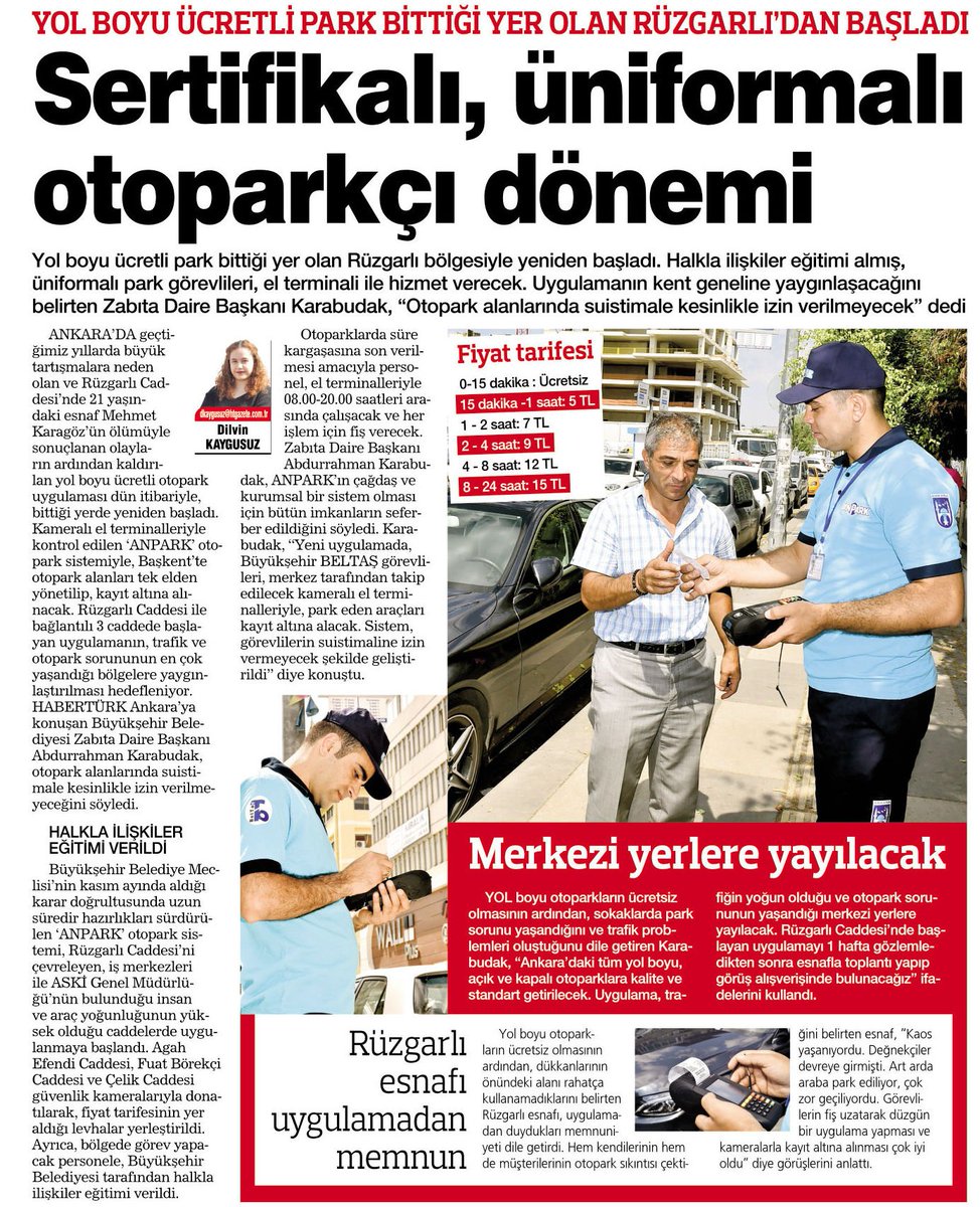 HABERTURKANKARA's tweet photo. Ankara'da sertifikalı, üniformalı otopark dönemi! Rüzgarlı Caddesi'nde başladı. @dilvinkaygusuz @ABB_anpark @abd_karabudak @06melihgokcek https://t.co/boiHak0PJY