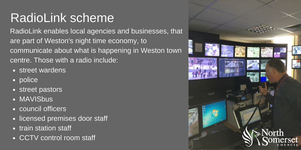NorthSomersetC's tweet image. Weston has gained Purple Flag status, which is awarded to towns that provide a safe and diverse night out. One reason for this is #RadioLink