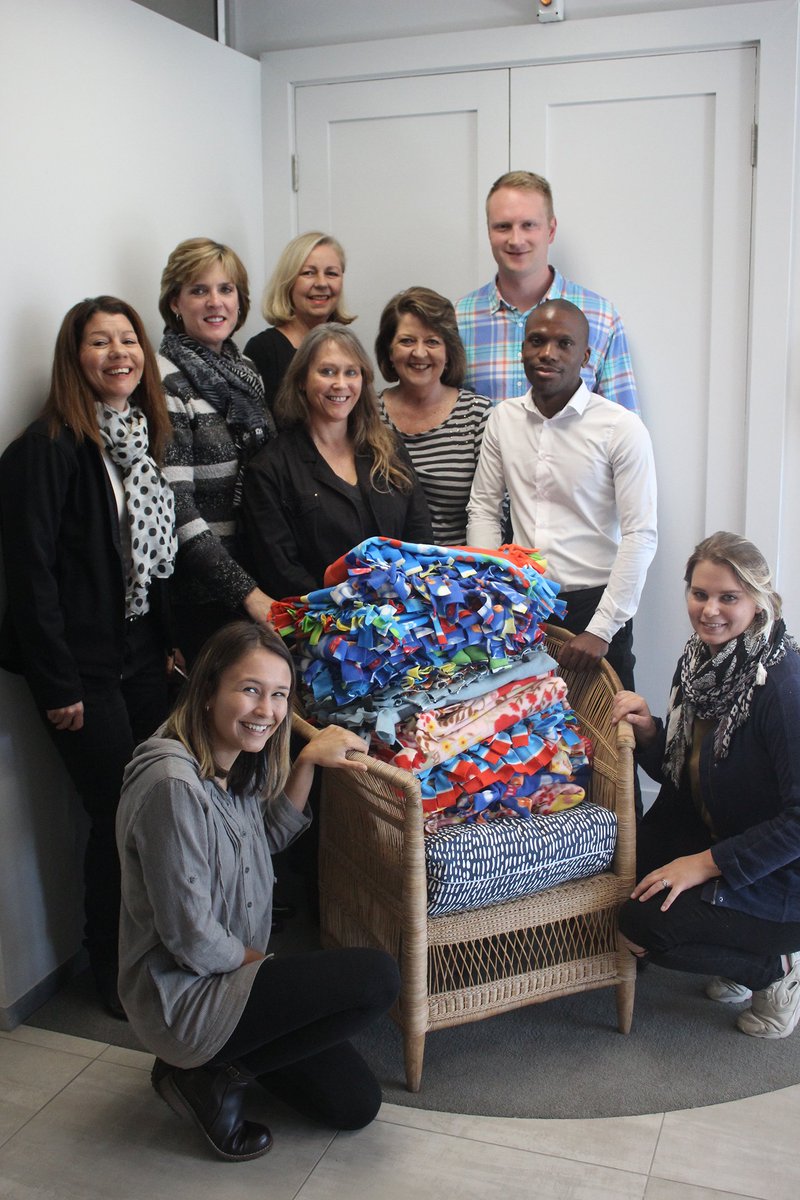 CK_Comms's tweet photo. Thank you to Harcourts Hilton for allowing us to team up to create warm, fuzzy blankets to be donated to @ThandiHouse #MandelaDay #67Minutes https://t.co/VUxuyIihNj