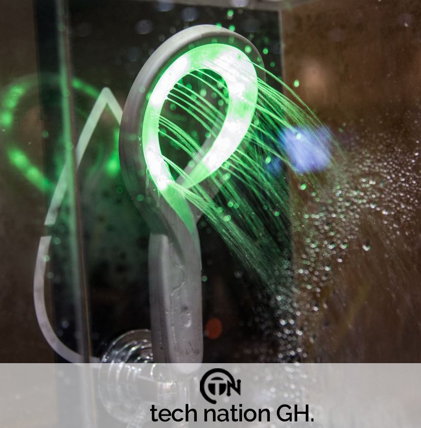 TechNationgh's tweet image. HYDRAO SMART SHOWERHEAD is the news on Tech TUESDAY today.This showerhead displays different colors based on the amount of water used.