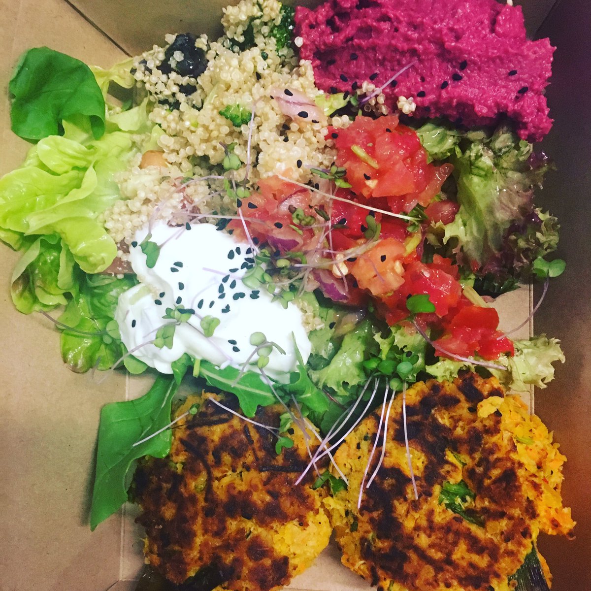 rootscork's tweet photo. Our carrot, chickpea and ginger Falafel box #cork #localbusiness https://t.co/kCUA0oYJk6