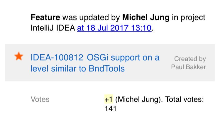 tonit's tweet image. And the count keeps going up and up. #onemore #bndtools #intellij #OSGi #java #eclipse