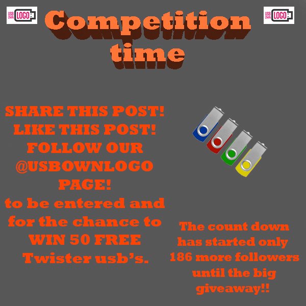 usbownlogo's tweet photo. The #count down has begun... we only need 186 more #followers. Share this page! like this page! FOLLOW US! for the chance to win @usbownlogo https://t.co/xD0S8fQmp5