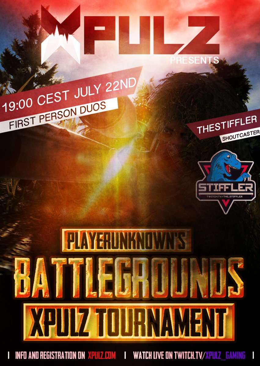 XPulZ_Gaming's tweet photo. First Person Duos Tournament every Saturday on https://t.co/dShNDE4bfT - Don't forget to sign-up! Cast by @thestifflertv #PUBG https://t.co/BzRrtwgeVQ