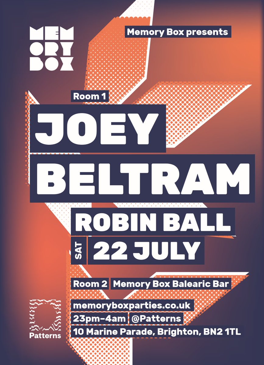 memoryboxparty's tweet photo. This Saturday @JoeyBeltram plays #memoryboxbrighton. Tickets here: https://t.co/apdPMzsIzg #beltram #joeybeltram #robinball https://t.co/pUmGfzxGLT