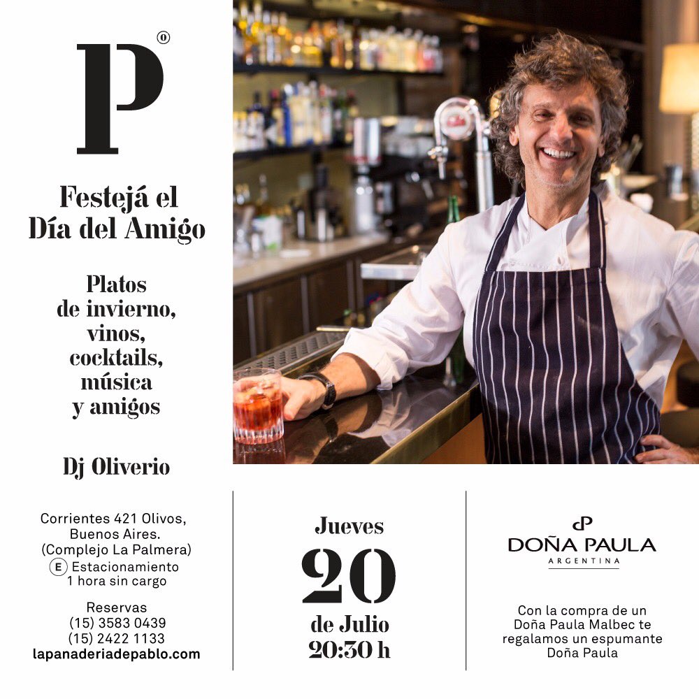 Te propongo un día del amigo diferente! Vení a festejarlo a La Panaderia con un menú especial, cocktails, música  y amigos para disfrutar!