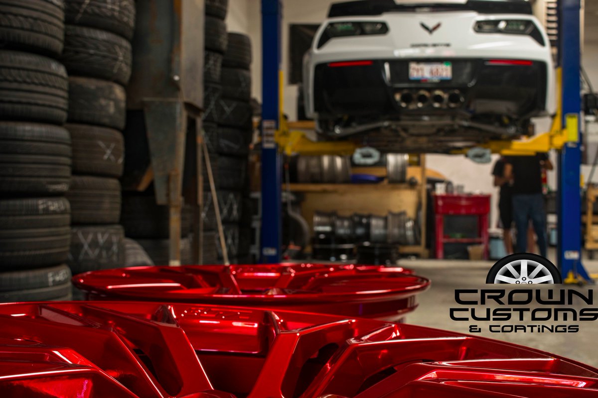 CCCWHEELGUY's tweet photo. Corvette Zo6 #tooshytuesday #powdercoat #lollipopred #lollipop #custom #crowncustom https://t.co/GubmmSvUmy