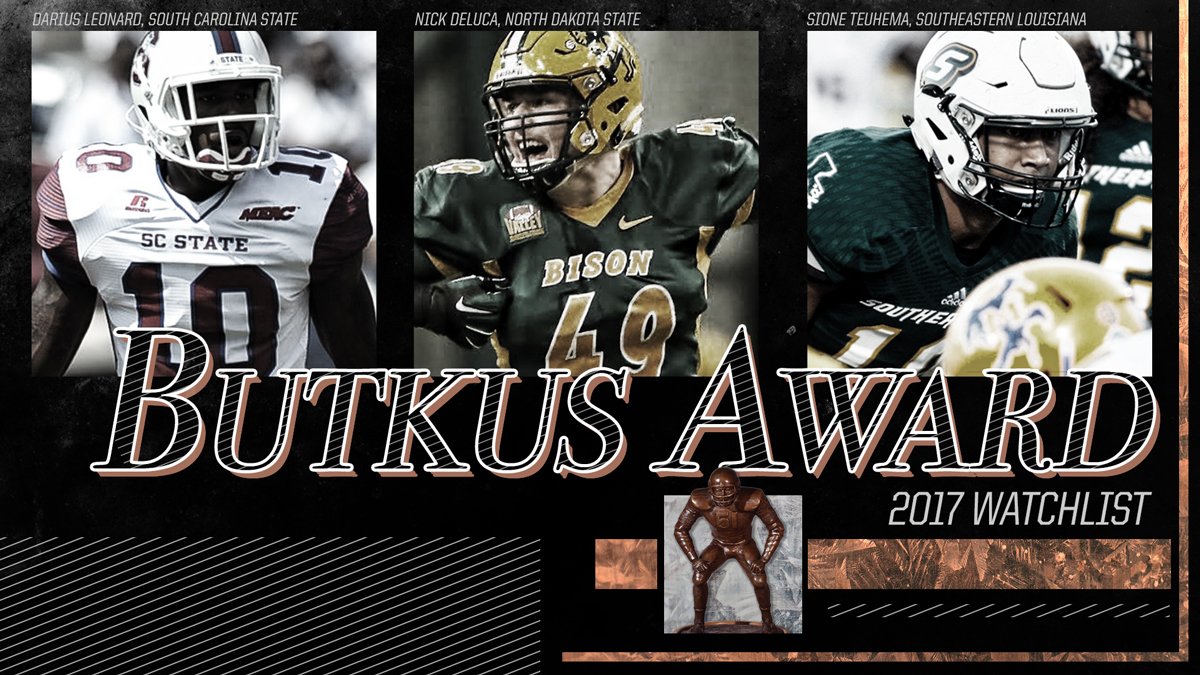 NCAA_FCS's tweet photo. Three #FCS linebackers included on the Butkus Award preseason watchlist https://t.co/PnIm39AAzo https://t.co/2HqQHYBGWQ