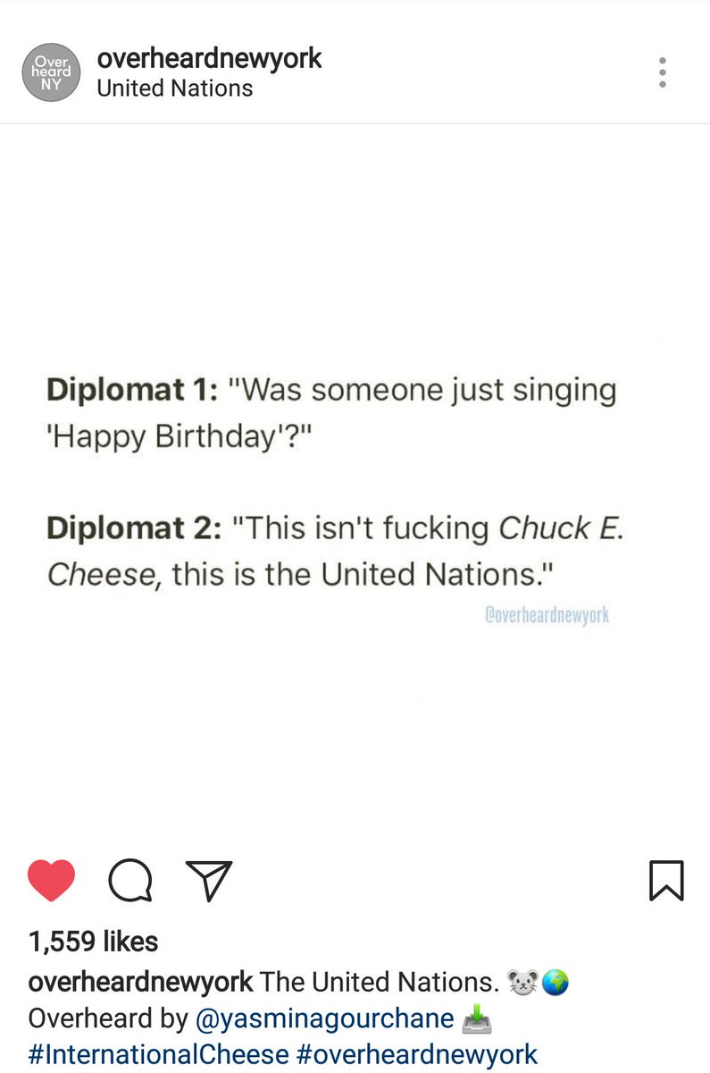 jfedor21's tweet photo. This is the best thing I've seen in a while. Also I swear I wasn't there today #UN #Chuckecheese #Overheardnyc #SomethingIdSay π https://t.co/vyij6wlB8l