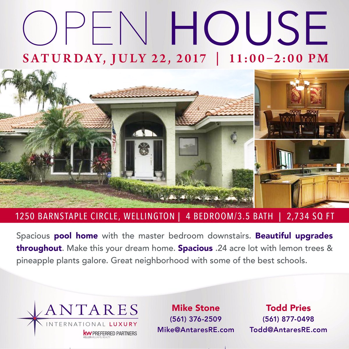 AntaresIntl's tweet photo. OPEN HOUSE!  
SATURDAY, July 22, 11:00 - 2:00 PM

#wellington #floridarealestate #sflrealestate #sfl #kw #kellerwilliams #antaresre https://t.co/ilLofMZ6ha