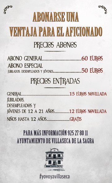 "Abonarse una Ventaja para el Aficionado "
Todos los festejos del Alfarero de Oro desde 50 euros

#Cultura  #Tradición #Villaseca