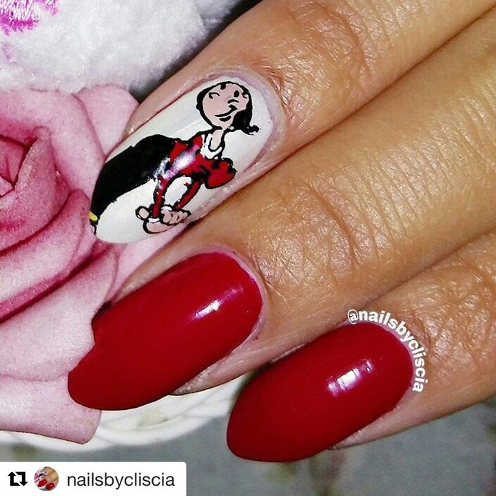 popeyetweetsk's tweet photo. Looksk at me goil, that’sk some #OliveStyle! @OliveOylLoves #OylSoStylish #OliveOyl #Olives #Oliver #nailart #nails #PopeyeStyle #Popeye https://t.co/9gTVK77hqx