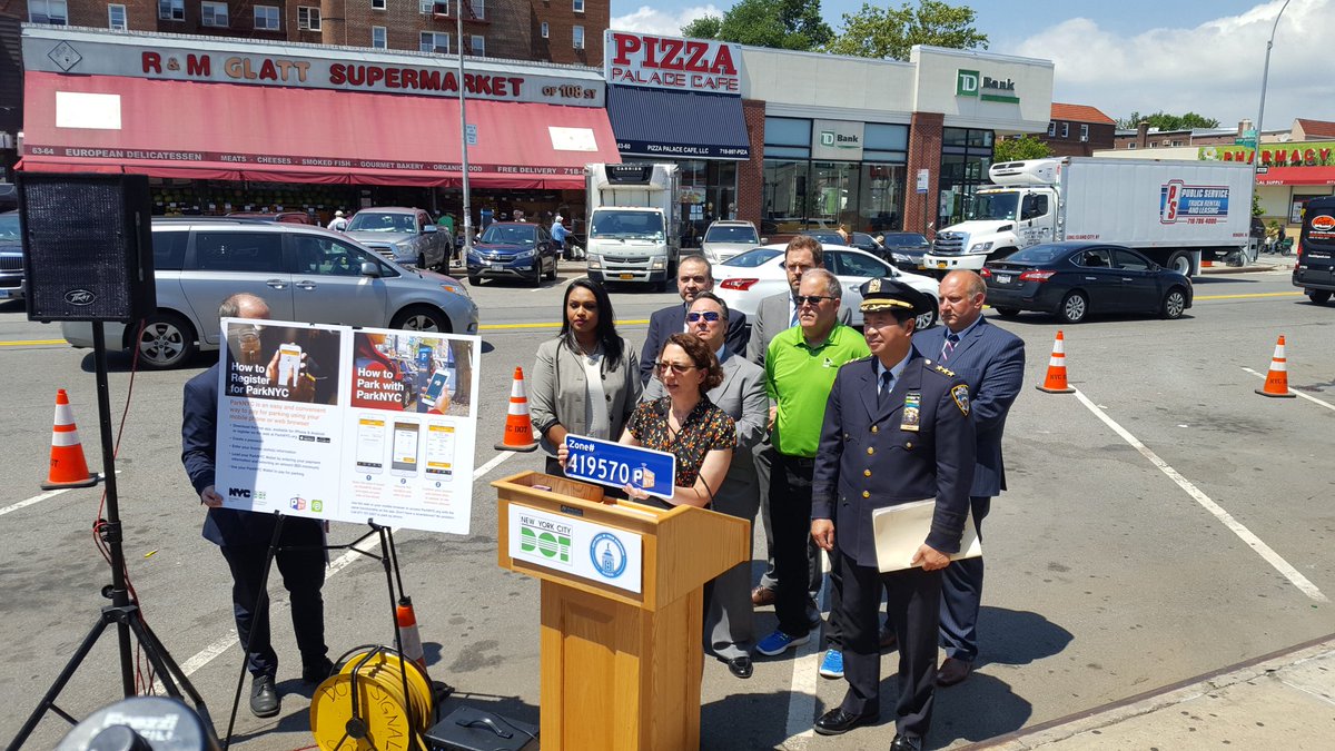 press event to show zone signage for nyc pay by cell program
