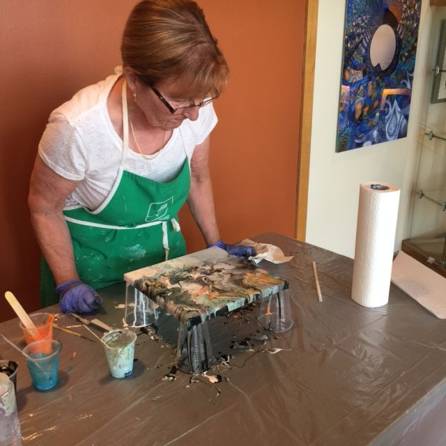 EptekCentre's tweet photo. Acrylic pouring demonstration today with Donna Sutton until 3 pm at @EptekCentre. Abstract and fun. #peimuseums #liveart #summerside https://t.co/FaFXODfTvh