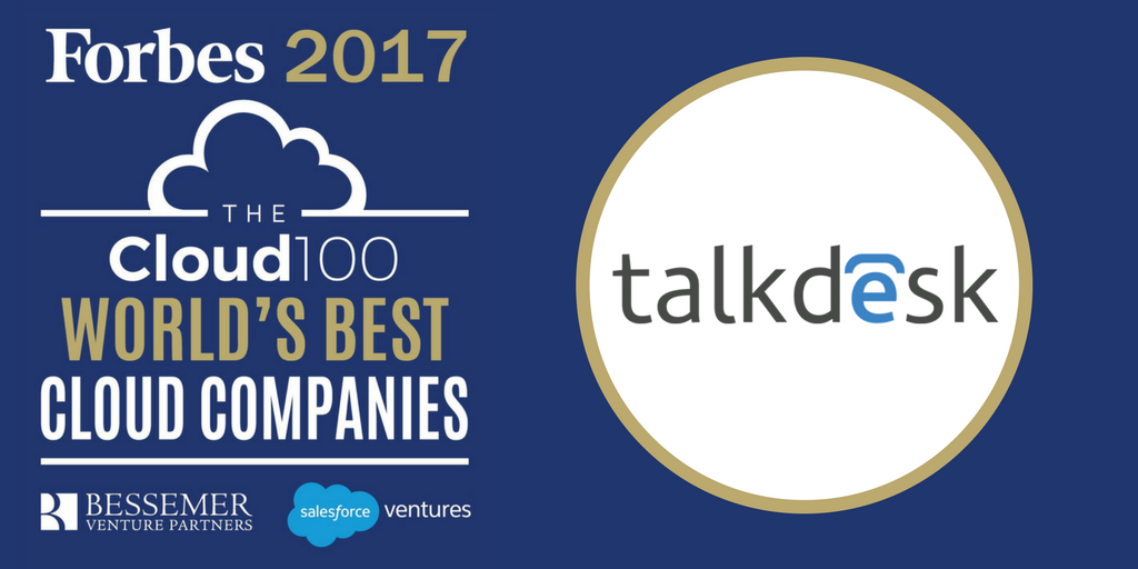 Congratulations <a href="/Talkdesk/">Talkdesk</a> on your inclusion in The 2017 <a href="/Forbes/">Forbes</a> #Cloud100! We're proud to be an investor. bit.ly/2u1yhDS