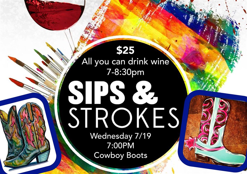 doubledeesaloon's tweet photo. Come out tomorrow night for Sips &amp; Strokes at the Ranch and learn how to paint cowboy boots!  ���� https://t.co/AYUtcWZnpl