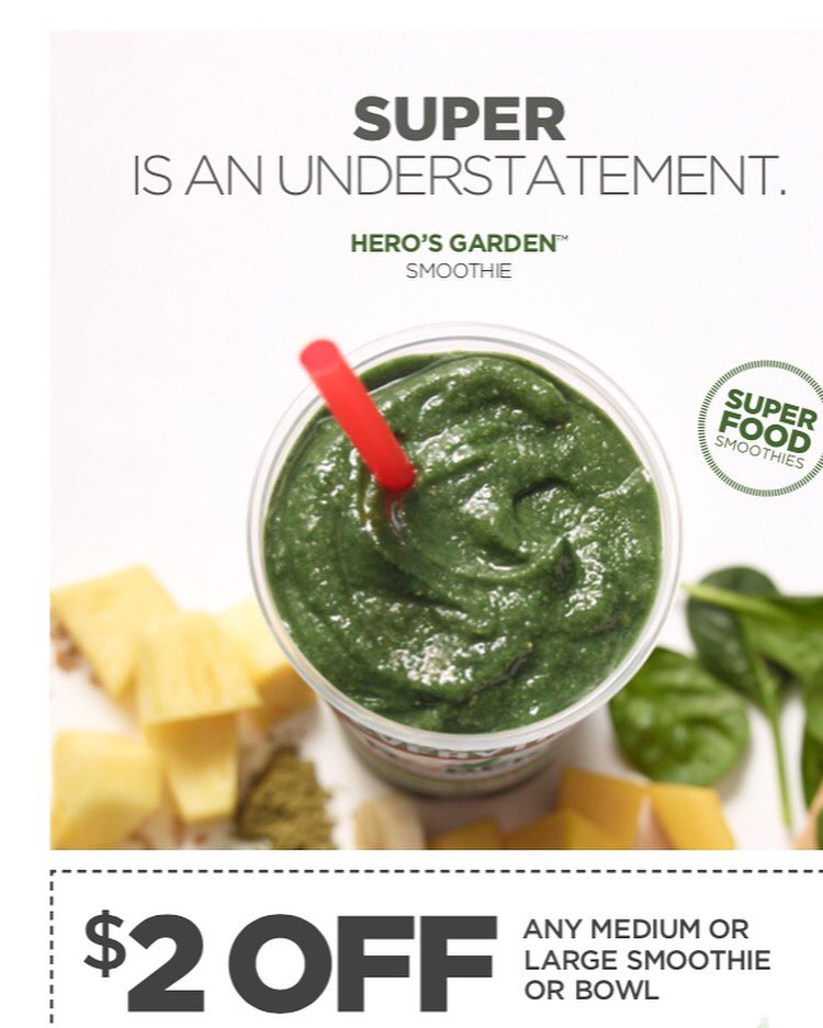 RobeksJax's tweet photo. That right take $2.00 off your superfood smoothie until Friday 7/21/17.  Just show this post to your robeks team member. https://t.co/8kXXDT3nO7