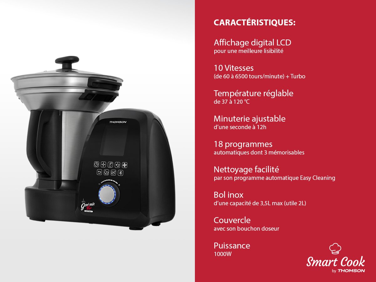 Thomson_FRA's tweet photo. Découvrez le #GeniMixProConnect #Thomson, notre robot cuiseur multifonction #Bluetooth ➡️https://t.co/w6E56puHMt #RecettesThomson #SmartCook https://t.co/bOhXUWWrjf