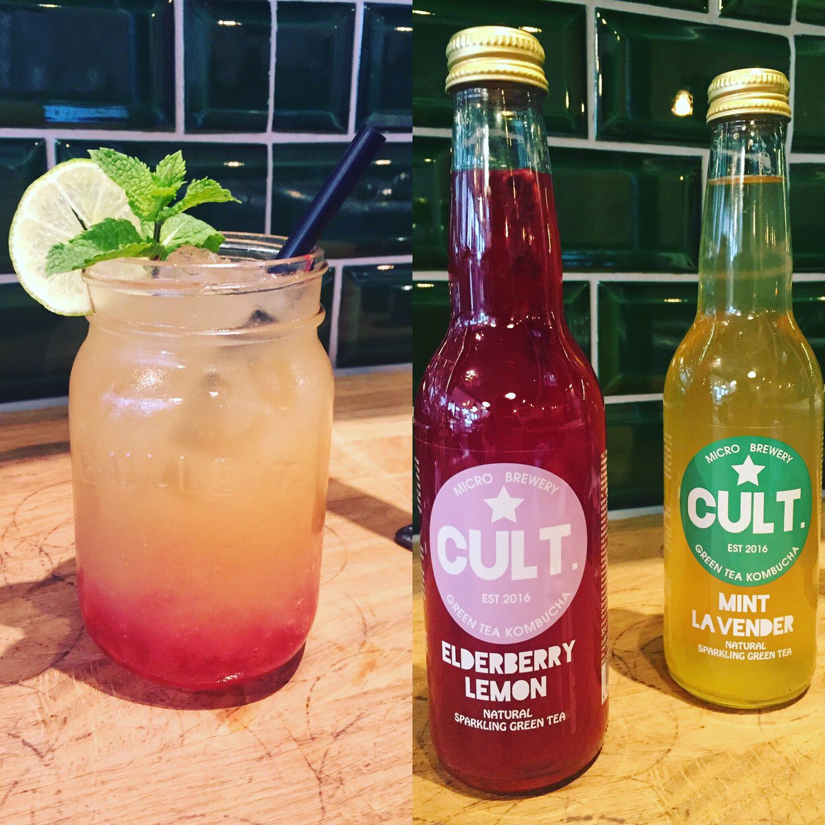 Baristas75's tweet photo. Nieuw in ons asortiment! Een lekker non- alcoholische cocktail #sanfrancisco of een #greenteakombucha voor op zo'n warme dag als vandaag. https://t.co/BY6gOGMUuM