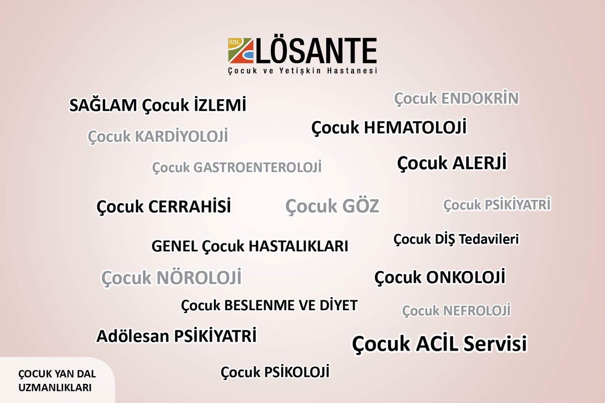 LÖSANTE Çocuk ve Yetişkin Hastanesi
Çocuk Yan Dal Uzmanlıkları...
➡️losante.com.tr
☎️0312 666 7 666