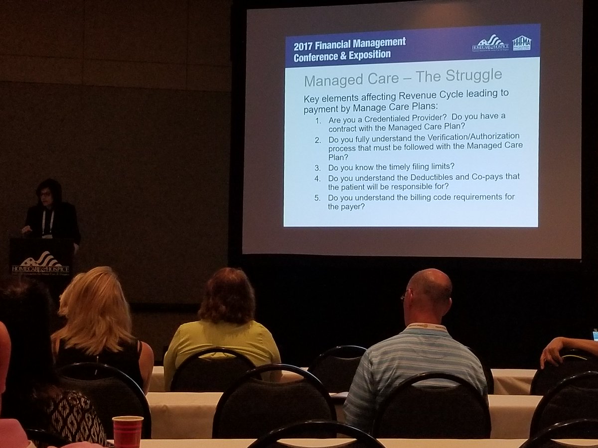 OfficialNAHC's tweet photo. Learning about #homecare revenue cycle & compliance management @ #FMC2017. Good thing to know if you want your agency to make money. #NAHC https://t.co/edxSSUIul5