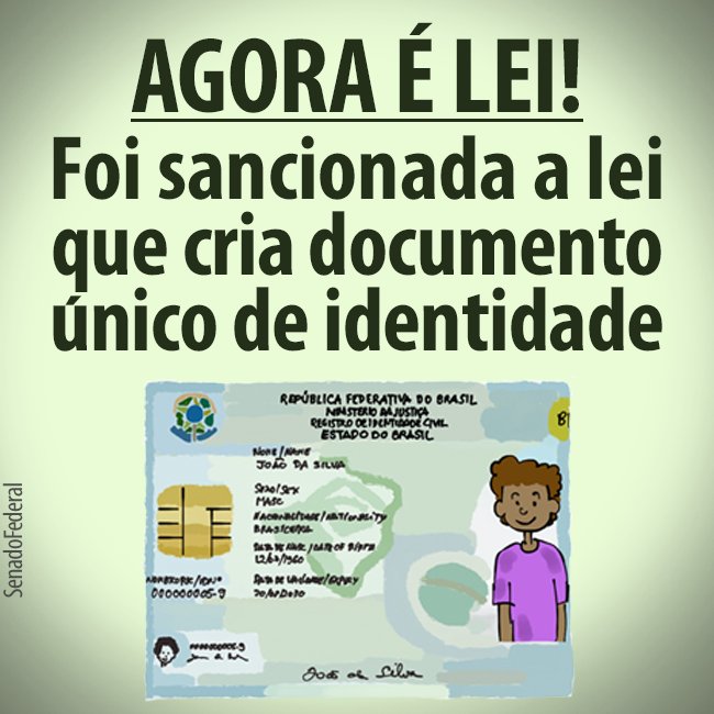 SenadoFederal's tweet photo. Saiba mais sobre a nova carteira de identidade:  https://t.co/7pA3M2MdHK https://t.co/yvPYi7a8p7