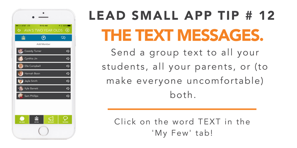 LeadSmall's tweet image. Just make sure you've got a number for each student and/or parent in their bios, and voila! And easy way to text all your students at once!