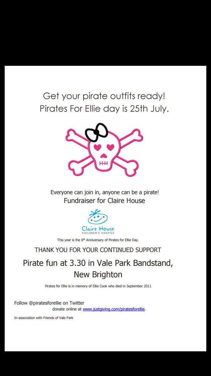 piratesforellie's tweet photo. A week today is Pirates for Ellie in Vale Park Bandstand, New Brighton. Having lots of piratey fun in aid of @ClaireHouse https://t.co/1SLvskC3UR