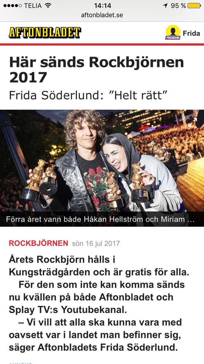 fridasoderlund's tweet photo. Ey 🔥🔥🔥 @Aftonbladet @splayTV #ROCKBJÖRNEN2017 https://t.co/ES29DFpNiU
